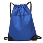 Eco Friendly Outdoor Waterproof Bag / Drawstring Backpack With Front Zipper Pocket