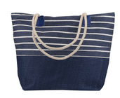 Cotton Canvas Blue And White Striped Beach Bag Ladies Simple Casual Style
