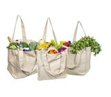 Customized Logo Cotton Canvas Bag , Beige Color Canvas Grocery Bags