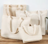 White Cotton Canvas Tote Bags With Long Shoulder Belt OEM Acceptable