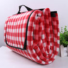 Red And White Plaid Outdoor Picnic Blanket For Park / Beach / City Green Space