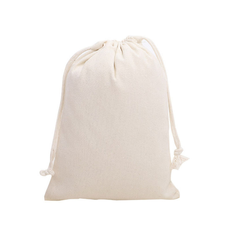 Reusable cotton drawstring bags eco friendly canvas bags pure cotton material