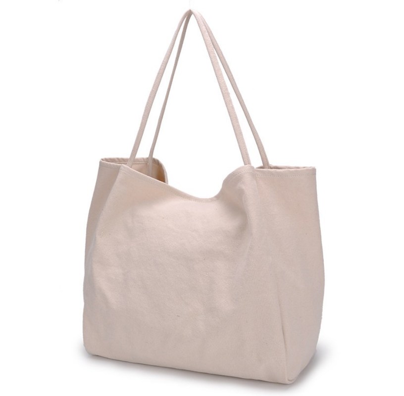 Large Capacity Canvas Cloth Shopping Bags Eco Friendly For Young Ladies