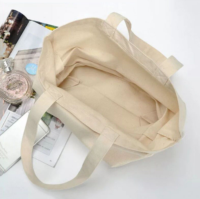 Beige Color Canvas Shopping Bag , High Durability Plain Canvas Gift Bags