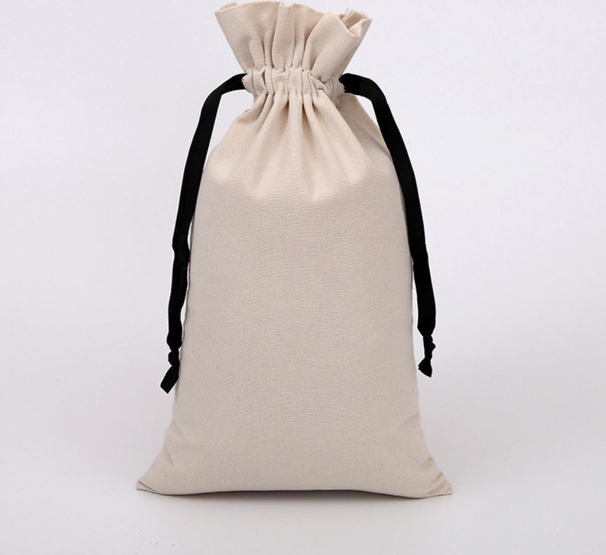 Christmas Gift Packing Canvas Bag , Black String Drawstring Cinch Bag