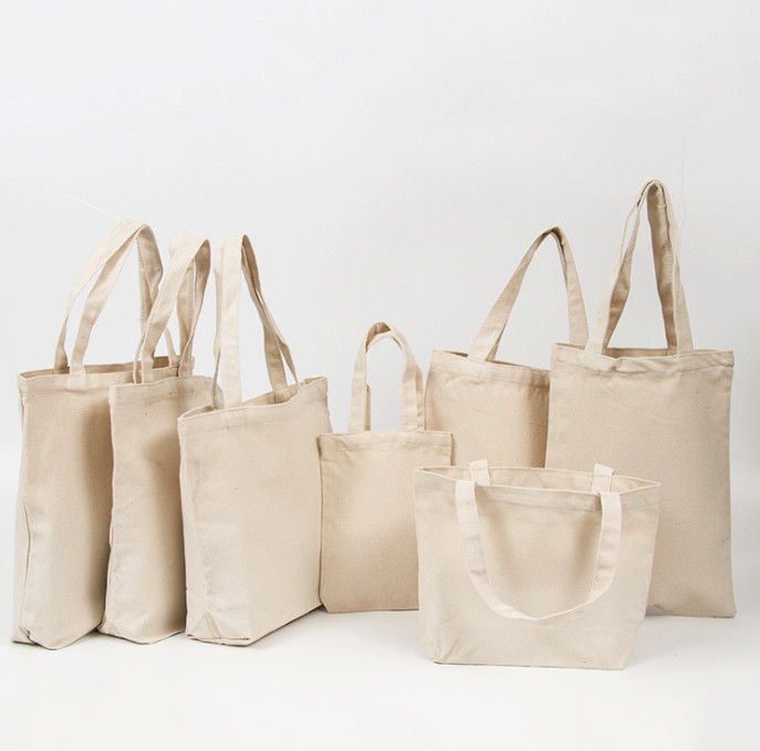 Beige Color Canvas Shopping Bag , High Durability Plain Canvas Gift Bags