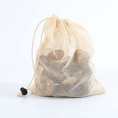 Organic Cotton Drawstring Bag Backpack Vegetable Grocery Mesh String Backpack