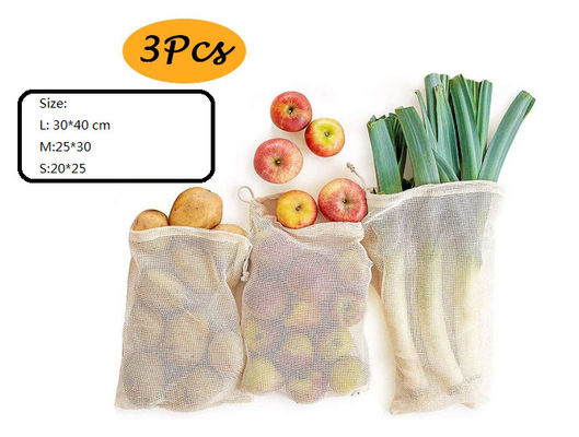 Organic Cotton Drawstring Bag Backpack Vegetable Grocery Mesh String Backpack