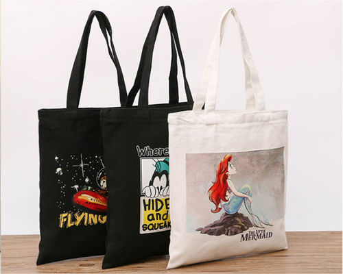 high quality  reusable canvas   shopping bag ladies tote bags with zipper fashionable cotton  handbag school bag for kids