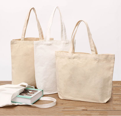 high quality  reusable canvas   shopping bag ladies tote bags with zipper fashionable cotton  handbag school bag for kids