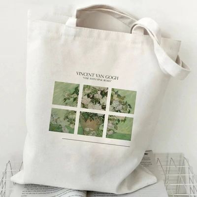 Grocery Shopping Tote Custom Printing Eco Canvas Handbag With VAN GAGH Painting