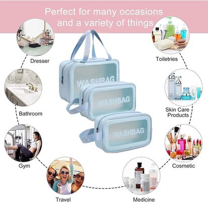 Clear Toiletry Bag 3 PCS Makeup Cosmetic Transparent Travel Wash Bag For Women