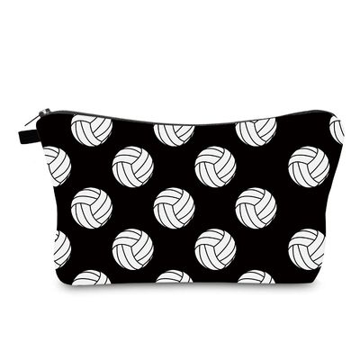 Black And White Water Resistant Cosmetic Bag Volleyball Gifts For Teenage Girls
