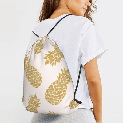 Pineapple Gold Gym Waterproof Drawstring Backpack For Yoga Sport Travel