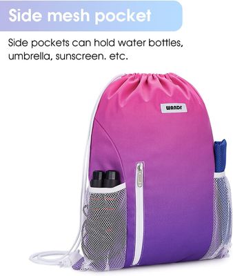 Water Resistant Drawstring Backpack Bag Sport Gym Sackpack With Mesh Pockets