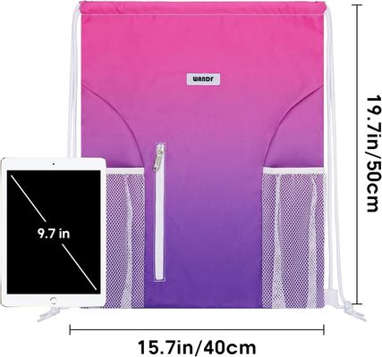 Water Resistant Drawstring Backpack Bag Sport Gym Sackpack With Mesh Pockets