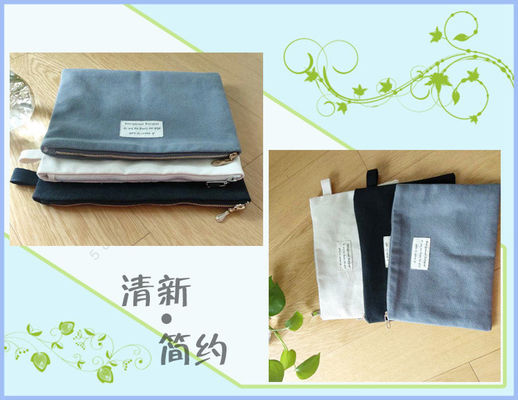 Cotton Lining Simple Eco Canvas Pen Bags With Handles