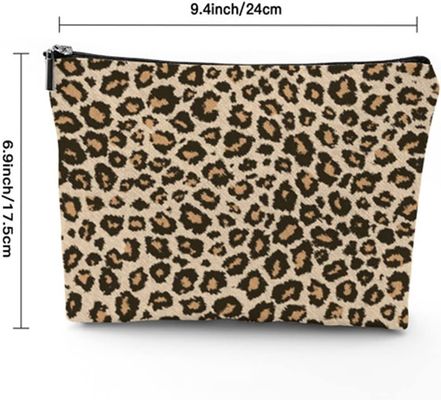 Leopard Print Makeup Bag Zipper Pouch Large Capacity Toiletries Cosmetic Bag Pouch