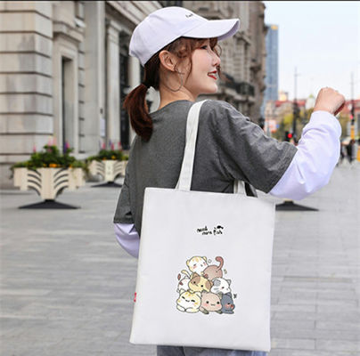 Customized Zipper Canvas Grocery Bags With 1 Pocket &amp; Stationery Storage