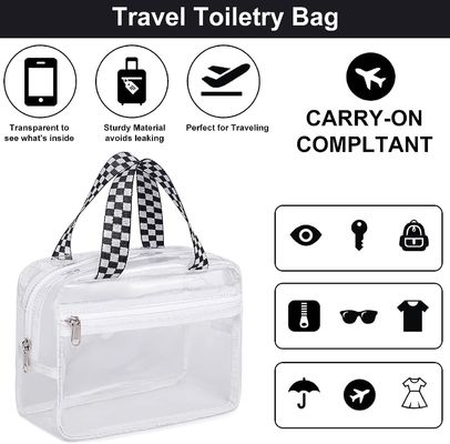 Clear Makeup Travel Toiletry Tote Bags Large Cosmetic Organizer Zipper Pouch Purse
