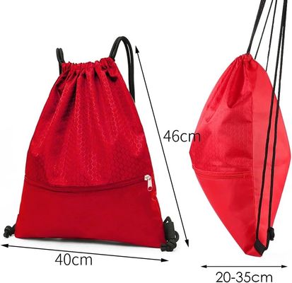 Waterproof Draw String Back Sack with Zip Pocket Gym Swim Drawstring Bags for Men Women