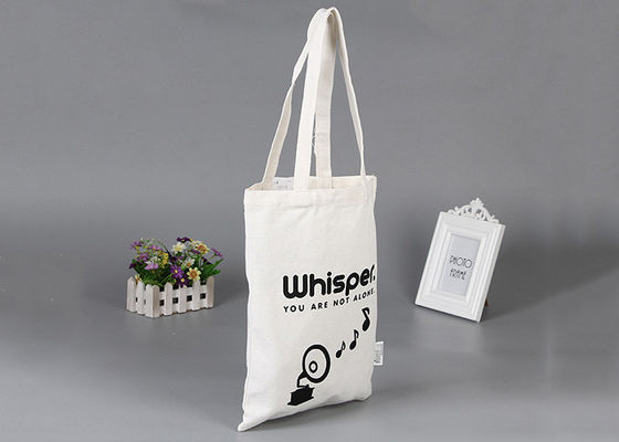 Leisure Foldable White Cotton Canvas Shopping Tote Eco Friendly