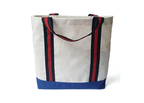 White And Blue Canvas Tote Bags Grocery Reusable Canvas Shopping Bags