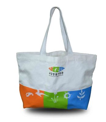 White And Blue Canvas Tote Bags Grocery Reusable Canvas Shopping Bags