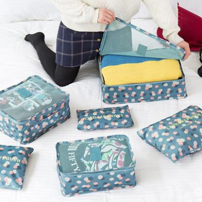 Quality  6 Pieces Polyester Travel Bag Set Clothing Shoes Cosmetic Luggage Organizer Set factory