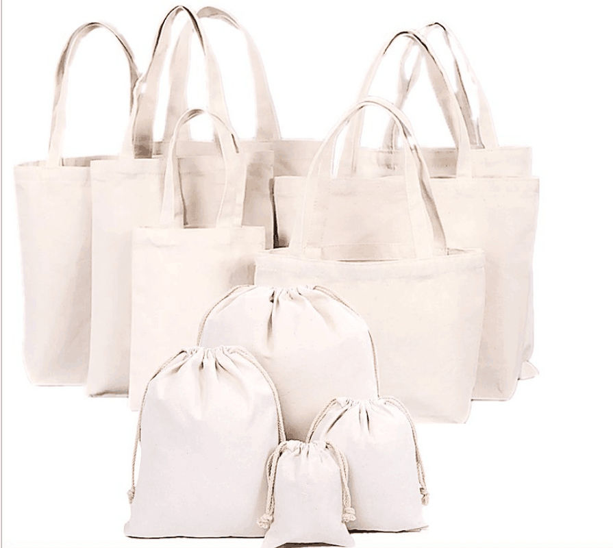 Reusable cotton shopping bags medium size canvas shopping tote bags with logo