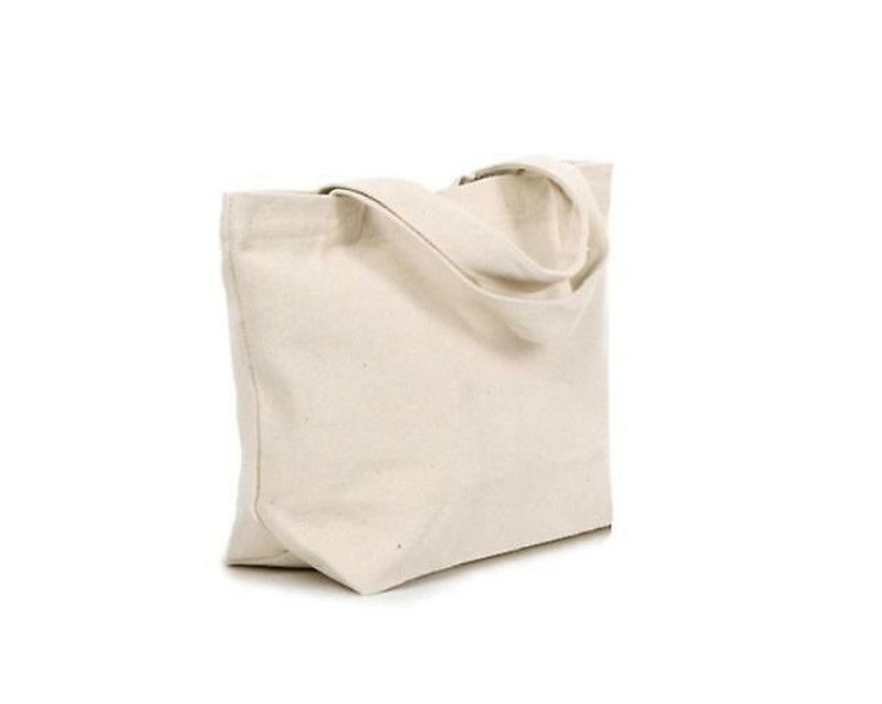 Organic Pure Cotton Canvas Tote Bags Lightweight 16*14*3.6 Inch For Women