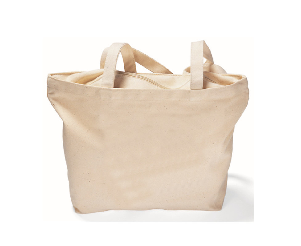 Minimalism Foldable Shopping Bag , 6oz Cotton Canvas Reusable Grocery Bags