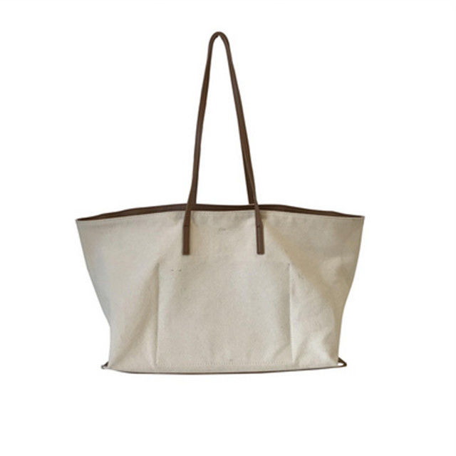 Cotton Cosmetic Shoulder Zip Beach 50cm Handle Canvas Bag
