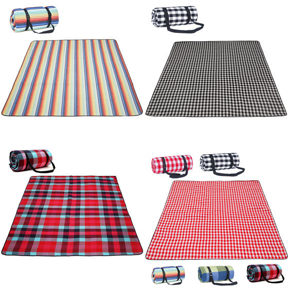 Ultrasonic Pattern Zip Up Picnic Blanket With Pocket