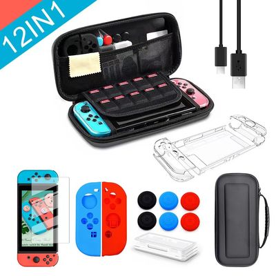 8 in 1 game accessory Set For Nintendo Switch Travel Carrying Case Accessories Kit Screen Protector Case Charging Cable