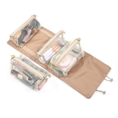 Cheapest 4PCS in 1 Cosmetic Bag For Women Zipper Mesh Separable Cosmetics Pouch Ladies Foldable Nylon Bag Rope Makeup Bag