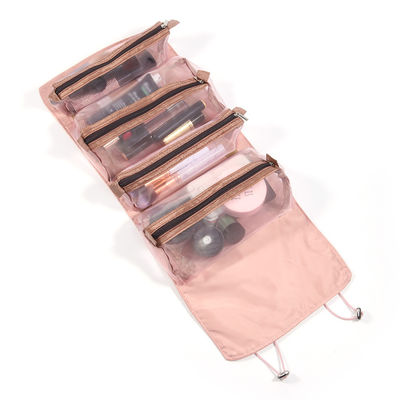 Cheapest 4PCS in 1 Cosmetic Bag For Women Zipper Mesh Separable Cosmetics Pouch Ladies Foldable Nylon Bag Rope Makeup Bag