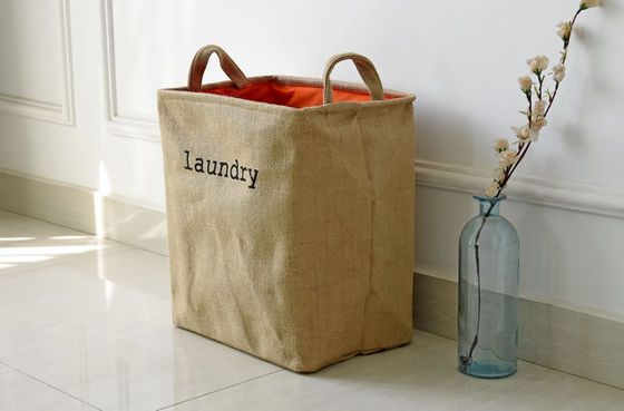 Waterproof Jute Foldable Laundry Basket Dirty Clothes Basket For Packing