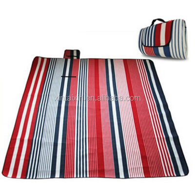 Manufacturer stripe padded beach mat foldable picnic mat flannel sleeping mat