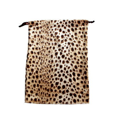 Factory  price small reusable velvet  drawstring bag  jewelry suede pocket  gift pouch  leopard bag with customize logo and size