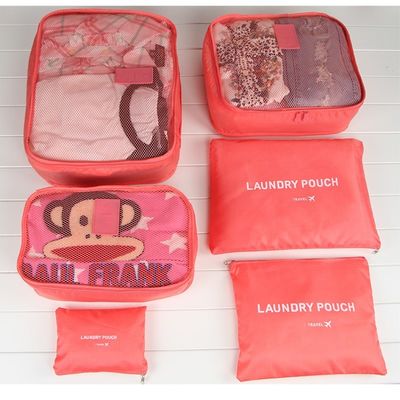 Polyester Folding Toiletry Travel Organizer Bag Set 6Pcs
