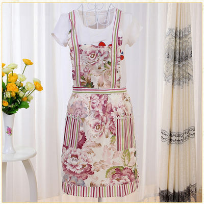 Household Kitchen Tools And Utensils Flower Printed Adjustable Thickened Kitchen Apron