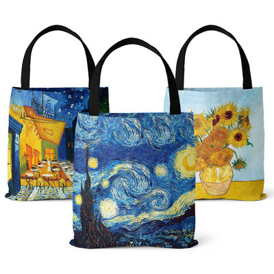 Customized Oil Painting Canvas Tote Bag Retro Art Fashion Travel Bag Women Leisure Eco Shopping High Quality Foldable Handbag