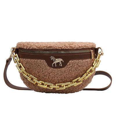 Plush Lambs Wool Fluffy Fur Women's Wait  Bag Small Fashion Fabric  Winter Female Bag Designer Handbags