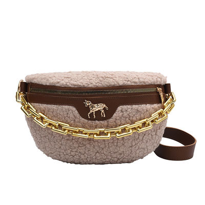 Plush Lambs Wool Fluffy Fur Women's Wait  Bag Small Fashion Fabric  Winter Female Bag Designer Handbags