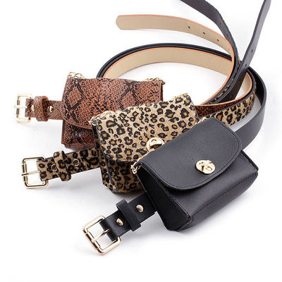 Waist Bag Female Girdle Leopard Stripe 2 In 1 Ladies Belt Bag Waist Bag Belt Mobile Phone  Flap Leather Fanny Pack