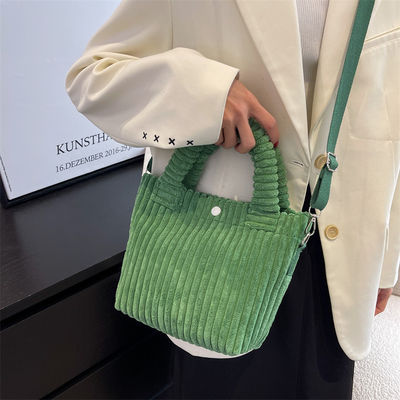 Factory Price Corduroy Women's Bag New Handbags Niche Versatile Bucket Shoulder Bags Female Nylon Button Crossbody Bags