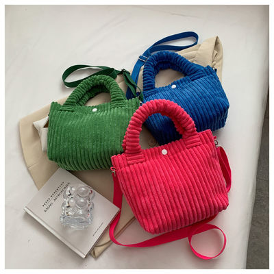 Factory Price Corduroy Women's Bag New Handbags Niche Versatile Bucket Shoulder Bags Female Nylon Button Crossbody Bags