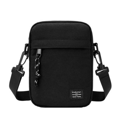 Fashion Men's Small Shoulder Bags Black Handbag Travel Wallet Mini Crossbody Bag Passport Clip Mobile Purse Strap Neck Pouch