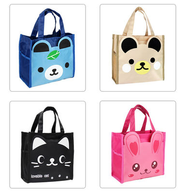 Students Animals Children Canvas Tote Bags School Waterproof Lunch Bento Bag